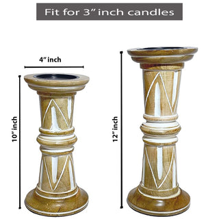 Wooden Jodhpur Style Candle Stand (Set Of 2)