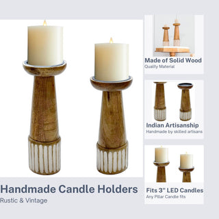 Wooden candle holder (Set of 2)