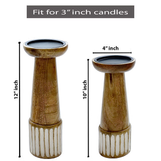 Wooden candle holder (Set of 2)