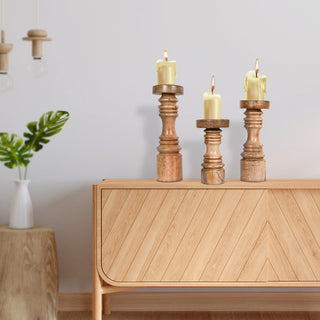 Wooden Simple Modern candle holder (Set of 3)