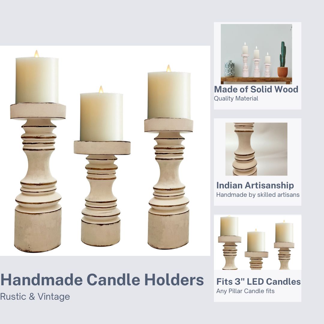 Wooden Simple Modern candle holder (Set of 3)