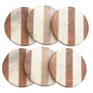 Marble coaster 3 stripe Pink (Set of 6)