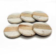 Load image into Gallery viewer, Marble coaster round wooden (Set of 6)

