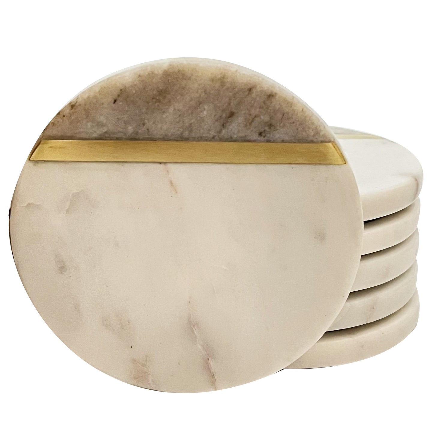 Marble coaster Beige and White (Set of 6)