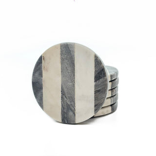 Marble coaster 3 stripe Black (Set of 6)