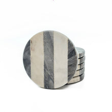 Load image into Gallery viewer, Marble coaster 3 stripe Black (Set of 6)
