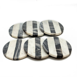 Marble coaster 3 stripe Black (Set of 6)