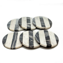 Carregar imagem no visualizador da galeria, Marble coaster 3 stripe Black (Set of 6)
