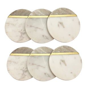 Marble coaster Beige and White (Set of 6)