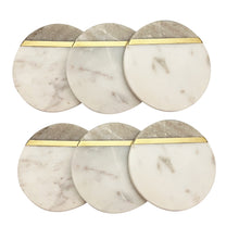 Charger l&#39;image dans la galerie, Marble coaster Beige and White (Set of 6)
