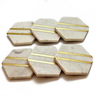 Marble coaster Hexagon (Set of 6)