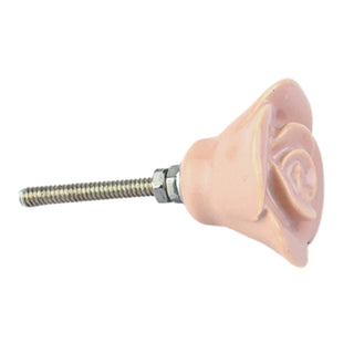 Set Of Six  Ceramic Pink rose Knobs