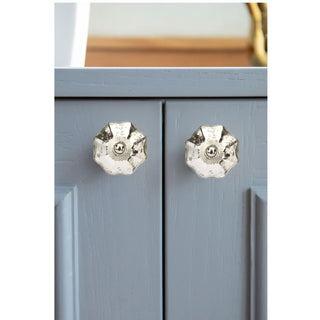 Set of six Silver Mirror Glass Knob