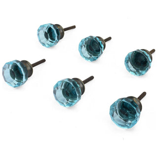 Athena Turquoise glass knobs ( set of 6 )