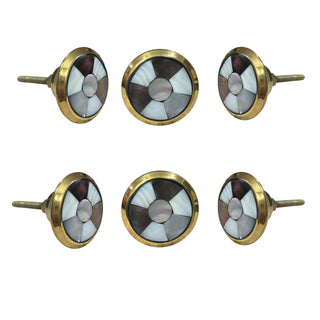 Hagen Mother of Pearl Brass Knobs (Set of 6)