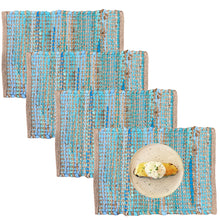 Cargar imagen en el visor de la galería, Perilla home Handmade Turquoise chindi Placemat  (Set of 4)
