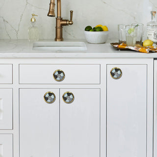 Hagen Mother of Pearl Brass Knobs (Set of 6)