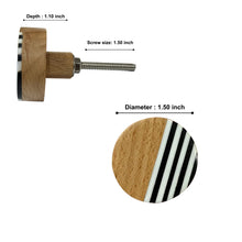 Charger l&#39;image dans la galerie, Wooden artistic knobs with black and white strips (set of 6)
