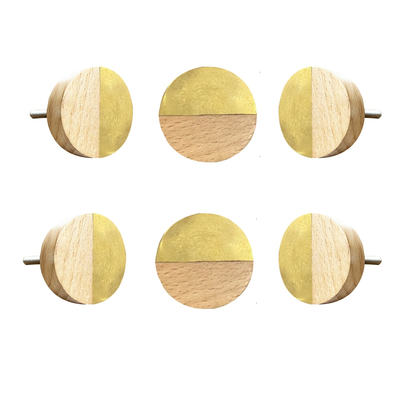 Wooden Half moon knobs  (set of 6)