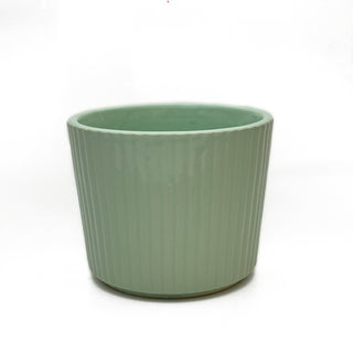 Fluted Ceramic Planter (Mint)