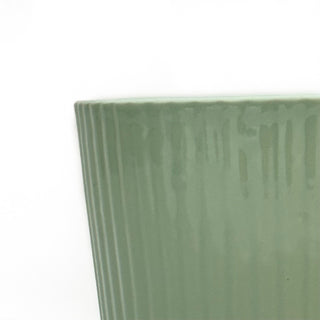 Fluted Ceramic Planter (Mint)