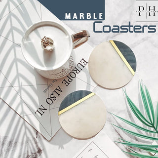 Marble coaster Black and White (Set of 6)