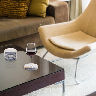 Marble coaster Black and White (Set of 6)