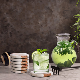 Marble coaster round wooden (Set of 6)