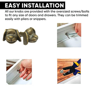 Dog face Metal Knobs (set of 6)