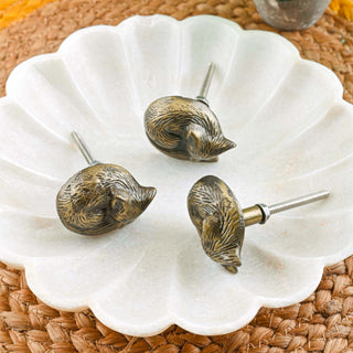 Sleeping Fox Brass Knobs (Set of 6)