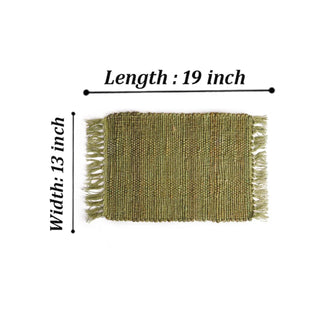 Perilla home Handmade Green chindi Placemat  (Set of 4)