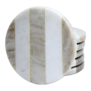 Marble coaster 3 stripe Beige (Set of 6)