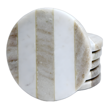Load image into Gallery viewer, Marble coaster 3 stripe Beige (Set of 6)
