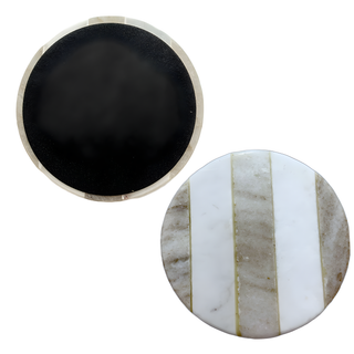 Marble coaster 3 stripe Beige (Set of 6)