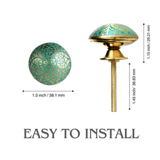 Set of six Sea green Bologna Knob