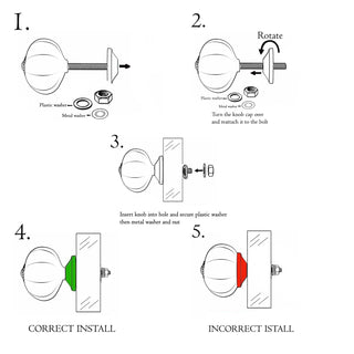 Set of 6 Small Clear Melon knob