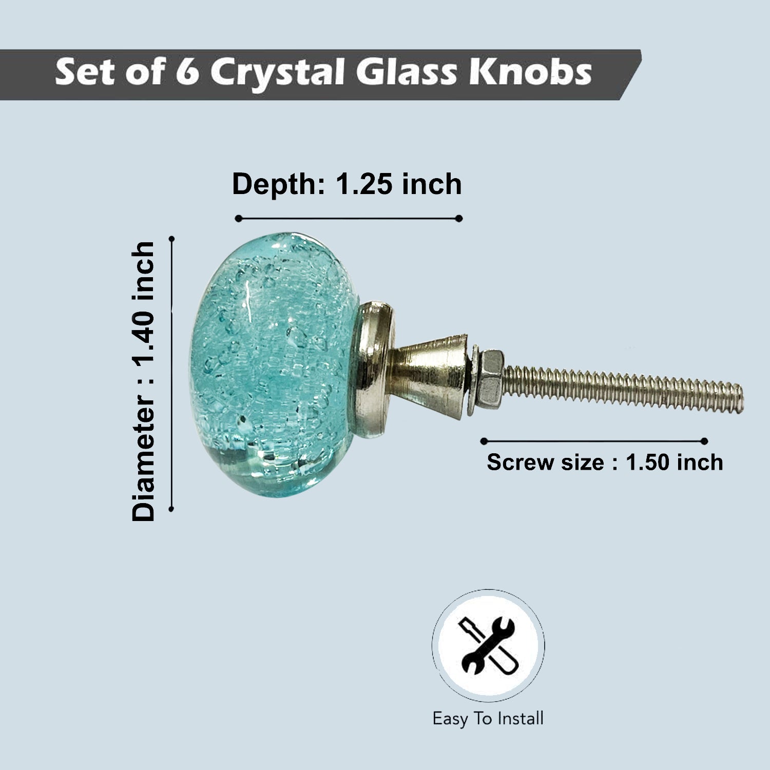 Glass Drawer Knobs | Set Of 6 | Aqua Bubble| Glass Cabinet Knobs | Modern Cabinet Hardware Glass Drawer Knobs | Set Of 6 | Aqua Bubble| Glass Cabinet Knobs | Modern Cabinet Hardware