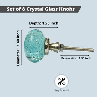 Aqua bubble glass knobs ( set of 6 )