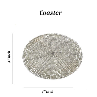 Silver Beaded Coaster and Placemat set (4+2)