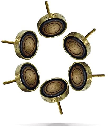 Set of Six Wooden Bro metal  Knobs