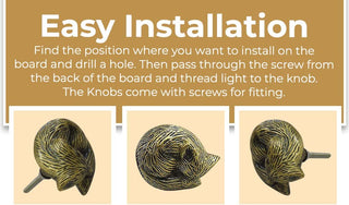 Set Of Six Sleeping Fox Brass Knob