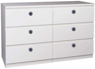 Set Of Six Dark Blue Printed Ceramic Knobs