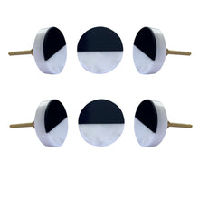Cargar imagen en el visor de la galería, Black and white Luna  Marble Knobs ( set of 6)
