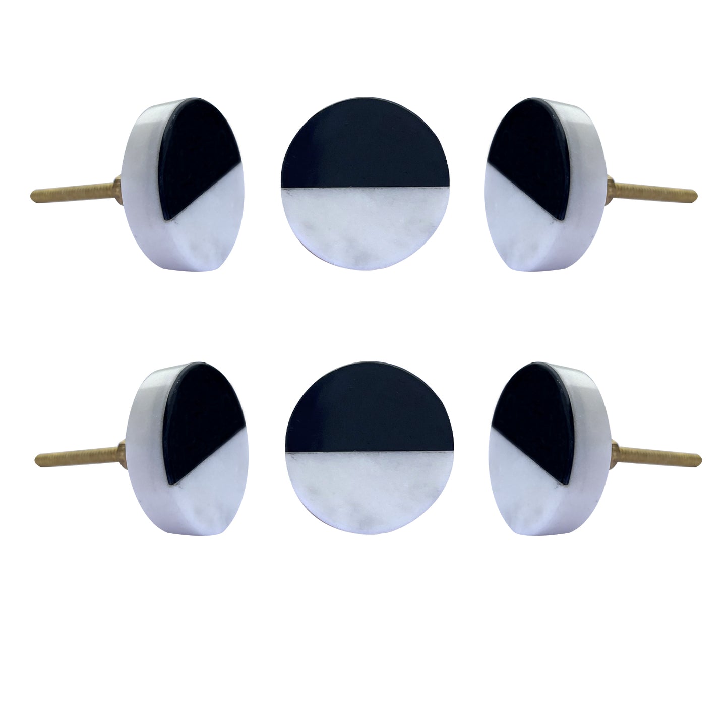 Black and white Luna  Marble Knobs ( set of 6)