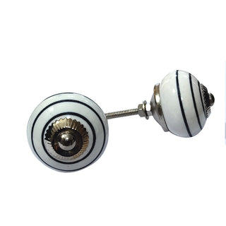 Set of 8 Sihi Black and White Spot Stripe Ceramic knobs