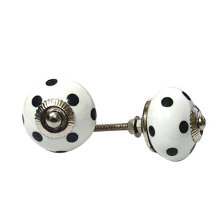 Set of 8 Sihi Black and White Spot Stripe Ceramic knobs