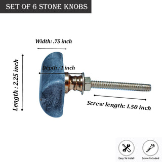 Ellipse grey marble knob ( set of 6 )