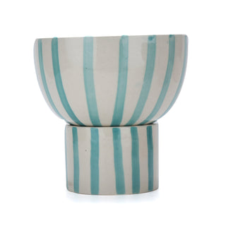 Green Striped Planter Pot ( 2 piece ) - Perilla Home