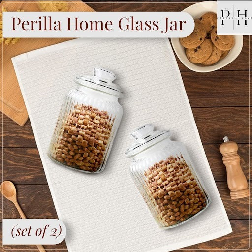 Perilla home Recycled Ribbed Glass Jar (set of 2)