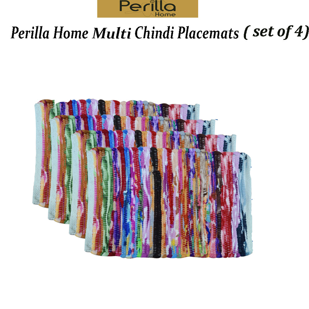 Perilla home Handmade Multi chindi Placemat  (Set of 4)